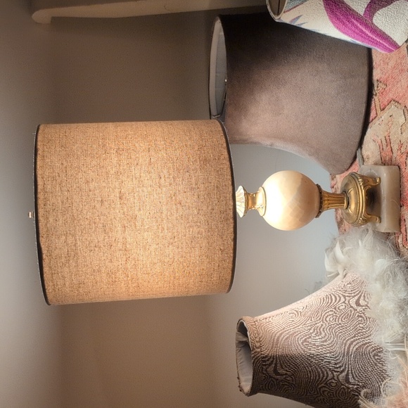 Antique Solid Agate Lamp and Linen Drum Shade - Picture 11 of 15